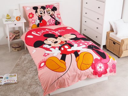 140 x 200 cm - Dětské jemné povlečení se zipem z mikrovlákna 140x200 - Mickey a Minnie Kiss 140 x 200 cm - Dětské jemné povlečení se zipem z mikrovlákna 140x200 - Mickey a Minnie Kiss