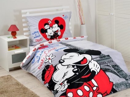 Bavlněné povlečení Mickey a Minnie v Paříži bavlna 140x200