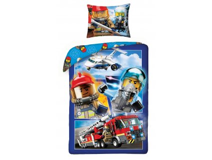140 x 200 cm - Dětské licenční bavlněné povlečení 140x200 + 70x90 - Lego City - hasičský vůz 140 x 200 cm - Dětské licenční bavlněné povlečení 140x200 + 70x90 - Lego City - hasičský vůz