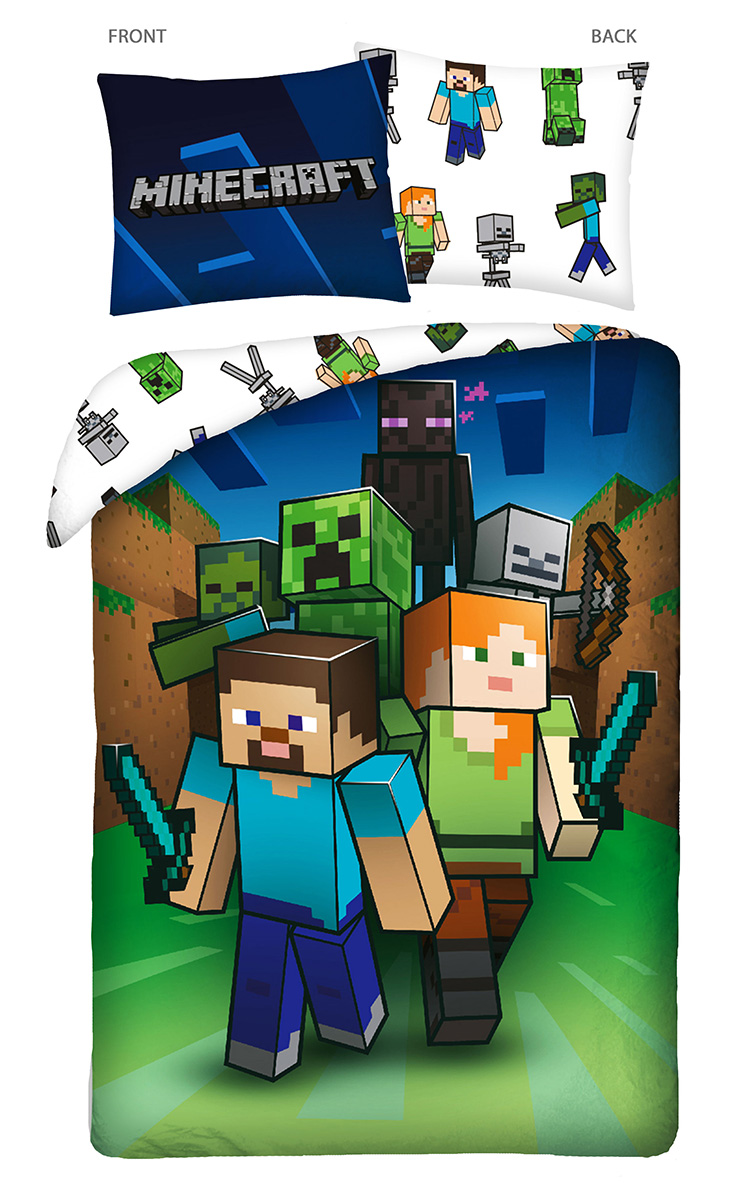 Halantex Bavlněné povlečení 140x200 + 70x90 cm - Minecraft Characters