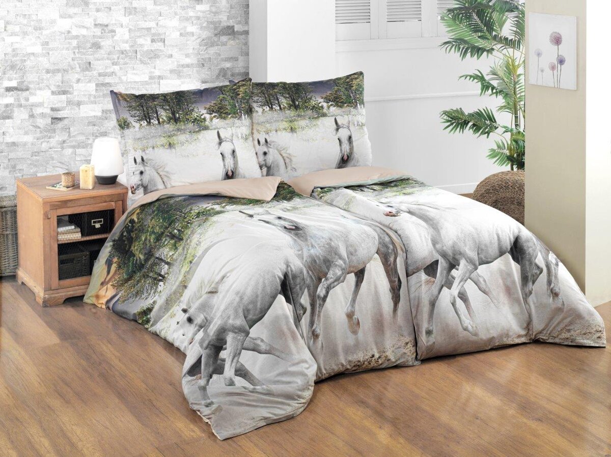 Brotex Moderní 3D povlečení 140x200 + 70x90 cm - Horses