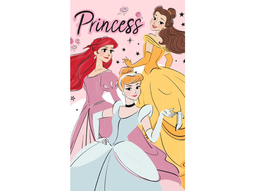 Levně Carbotex Bavlněný froté ručníček 30x50 cm - Princess Popelka, Ariel a Belle