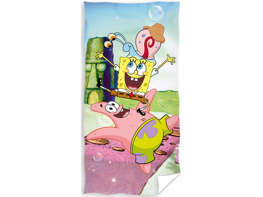 Carbotex Bavlněná froté osuška 70x140 cm - Sponge Bob a přátelé