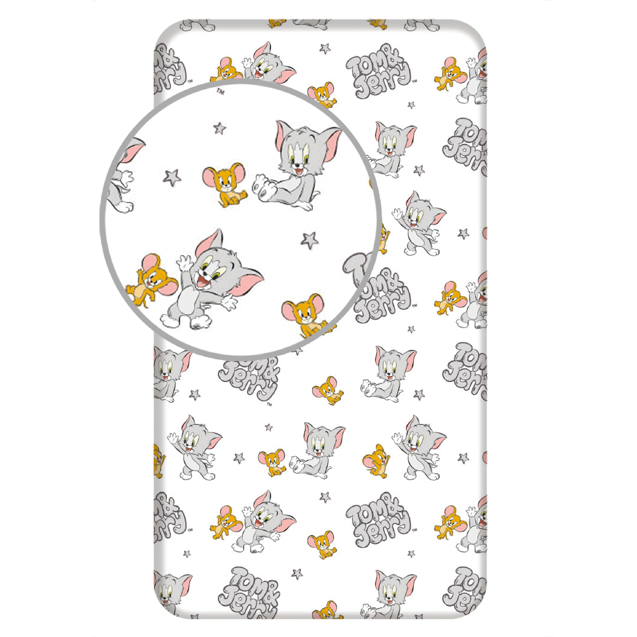 Jerry Fabrics Bavlněné napínací prostěradlo 90x200 + 25 cm - Tom a Jerry 