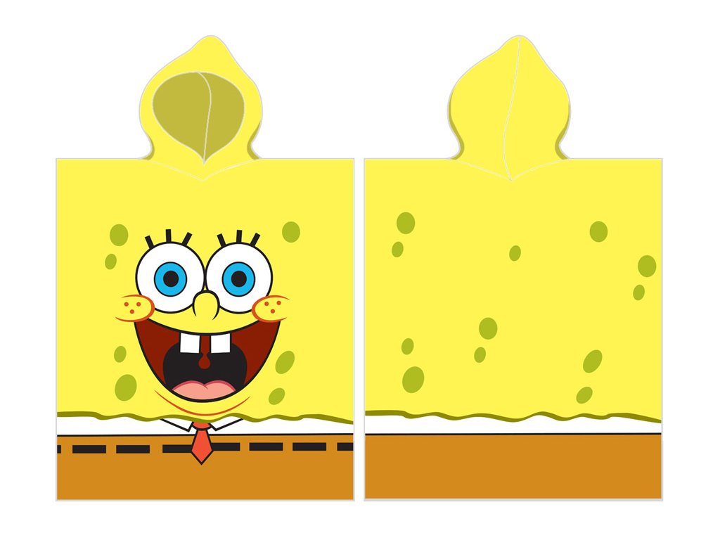 Levně Carbotex Dětské pončo 55x110 cm - Sponge Bob Žluťoch