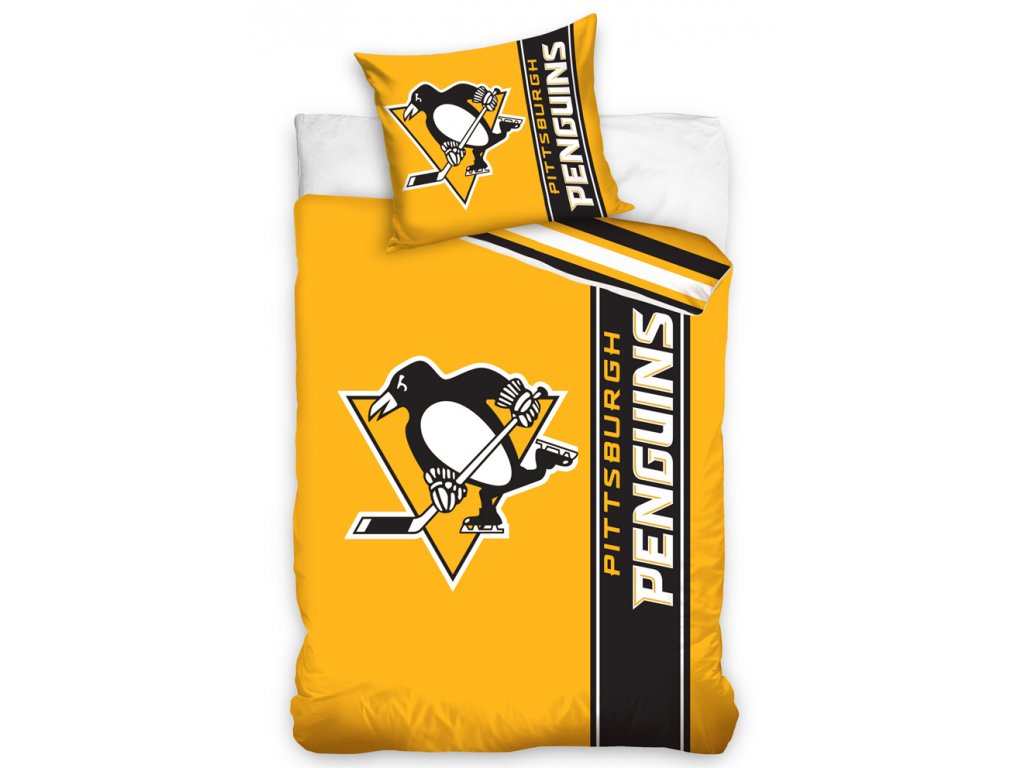 Levně Bavlněné povlečení 140x200 + 70x90 cm - NHL Pittsburgh Penguins Belt