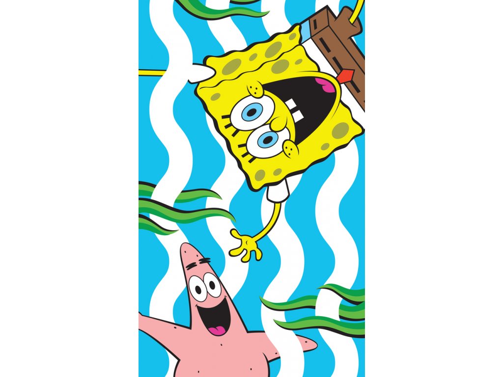 Levně Bavlněný froté ručníček 30x50 cm - Sponge Bob Zábava v moři