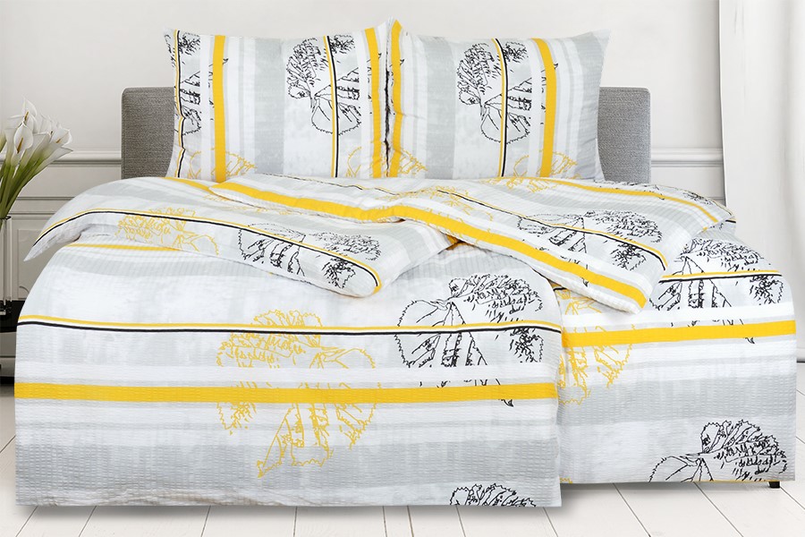 Jerry Fabrics Bavlněné krepové povlečení 140x200 + 70x90 cm - LAVENA žlutá