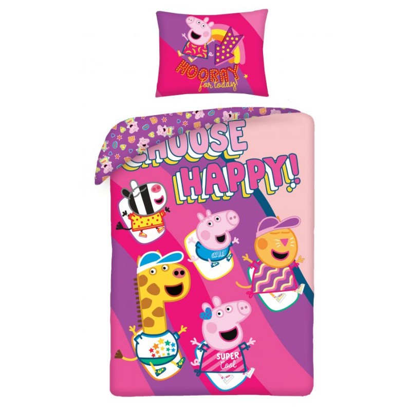 Halantex Bavlněné povlečení 140x200 + 70x90 cm - Prasátko Peppa Happy + VAK
