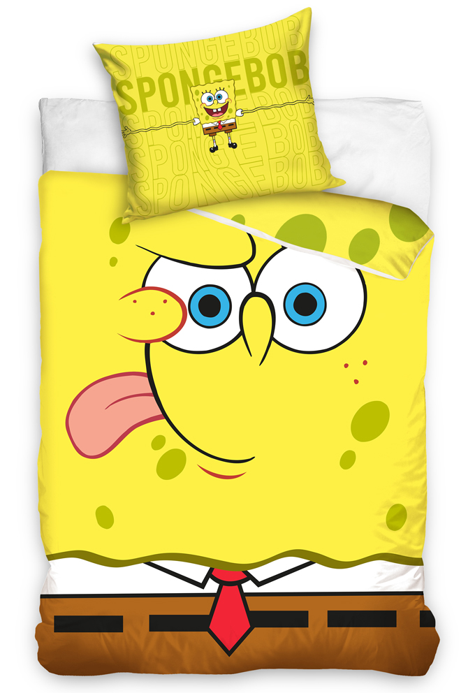 Levně Bavlněné povlečení 140x200 + 70x90 cm - Sponge Bob Emoji