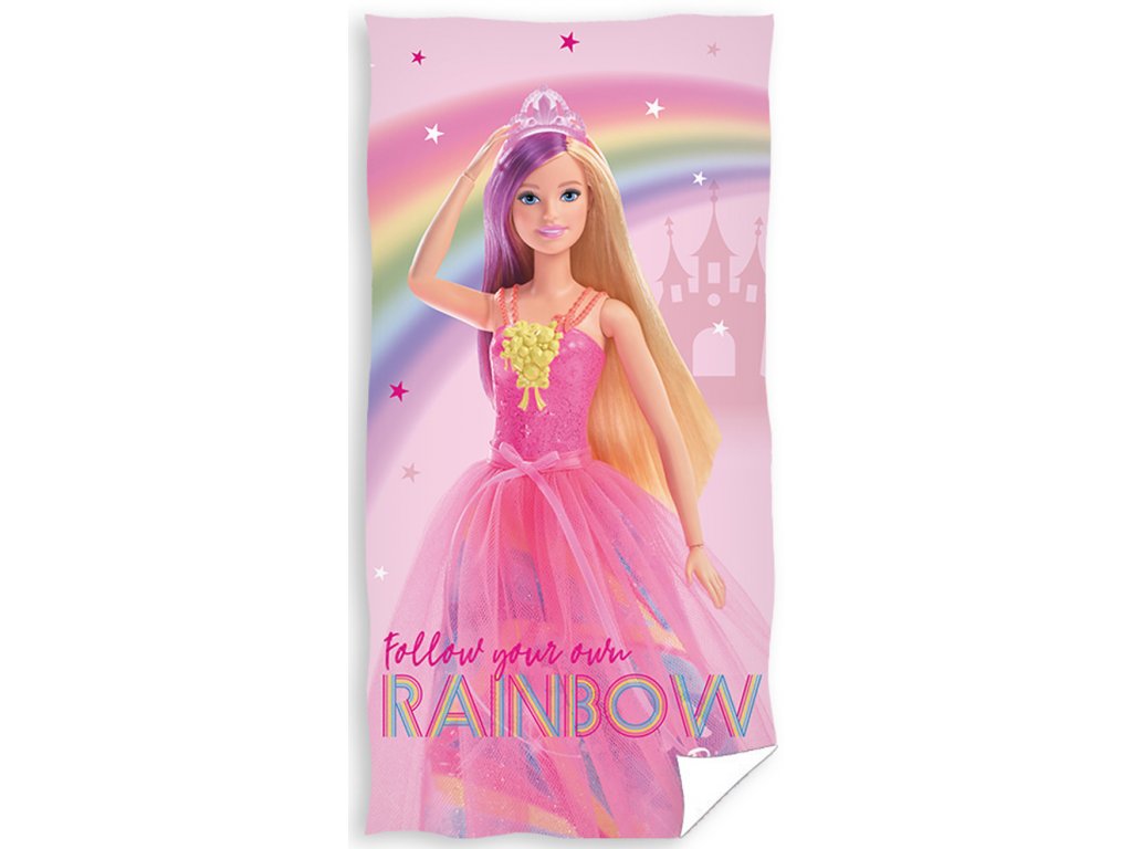 Levně Carbotex Bavlněná froté osuška 70x140 cm - Barbie růžový svět