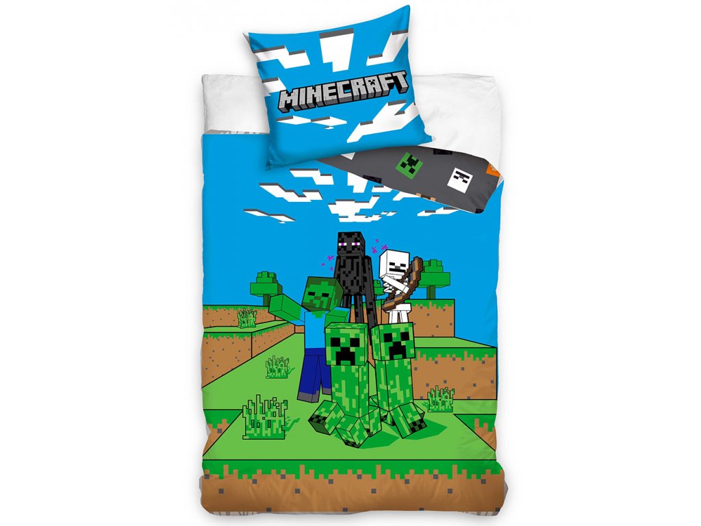 TipTrade Bavlněné povlečení 140x200 + 70x90 cm - Minecraft Mob monster