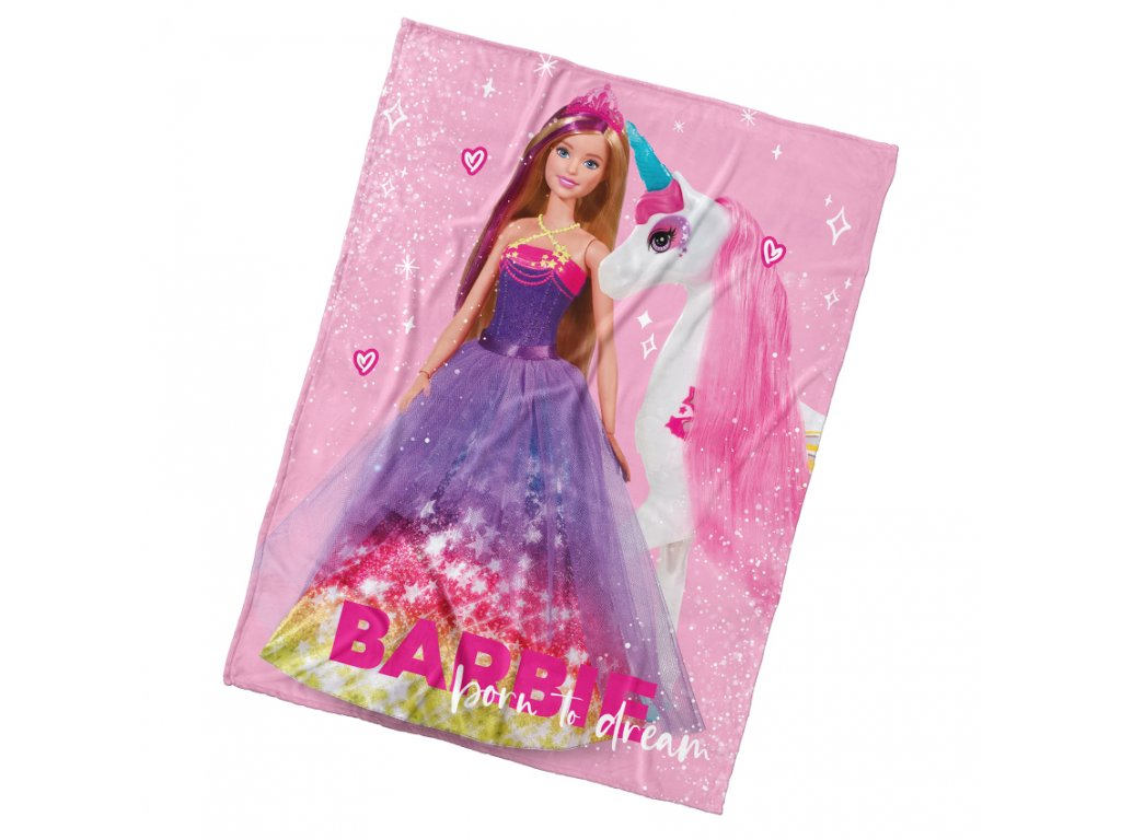 Levně Carbotex Deka 130x170 cm - Barbie a kouzelný jednorožec