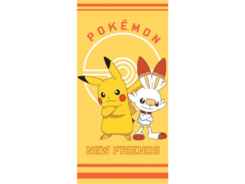 Levně Bavlněná froté osuška 70x140 cm - Pokémon Pikachu a Scorbunny