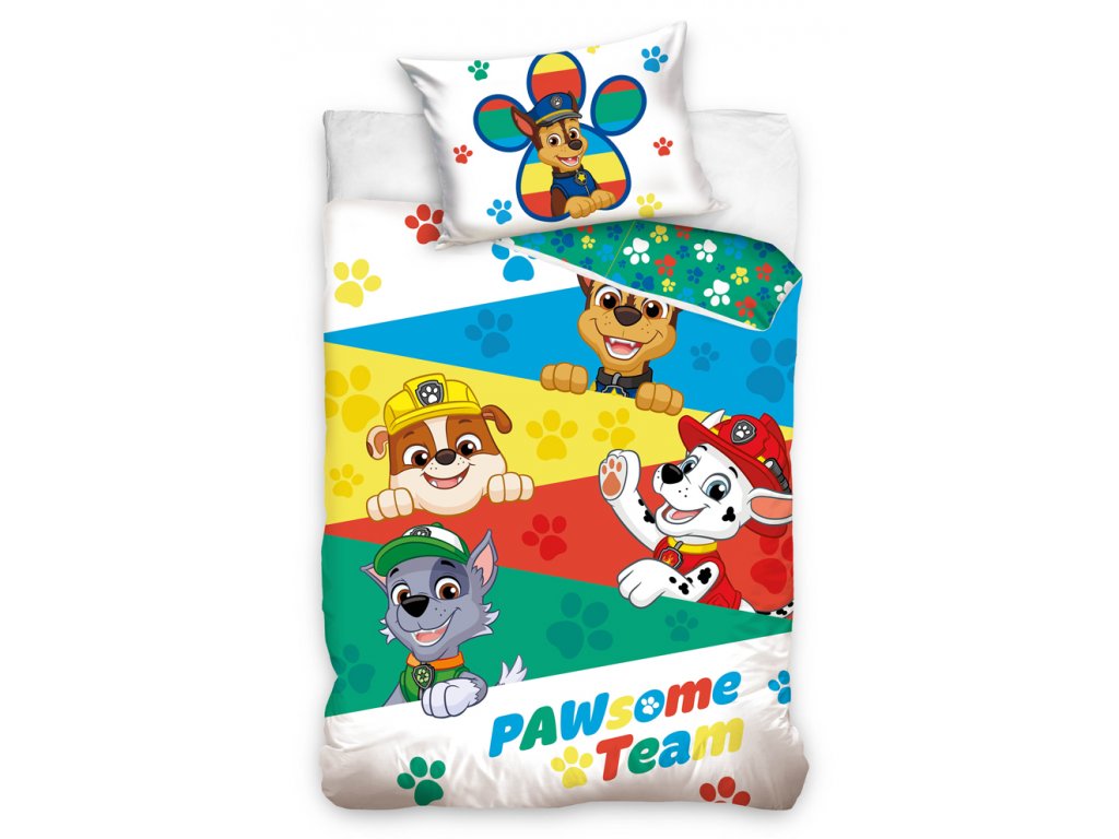 Levně Bavlněné povlečení 140x200 + 70x90 cm - Tlapková patrola Pawsome Team