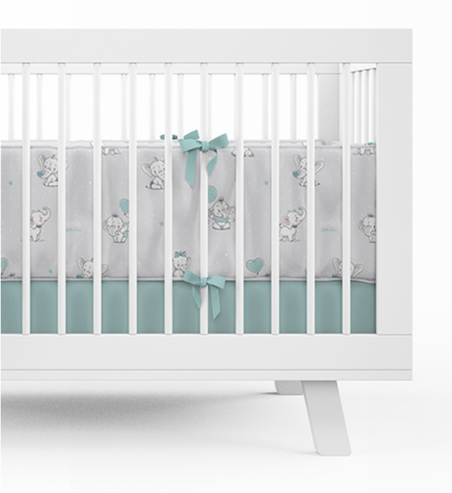 Detexpol Mantinel do postýlky 30x180cm - Sloník - šedá, tyrkysová