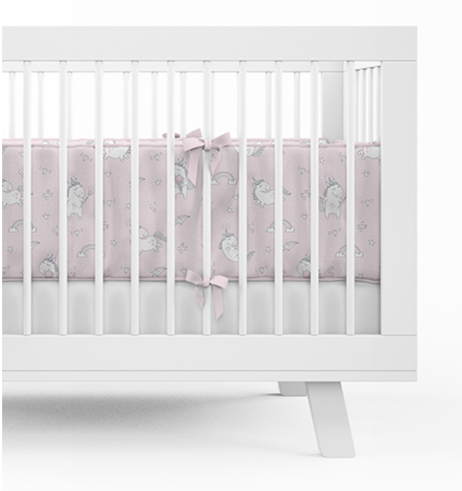 Detexpol Mantinel do postýlky 30x180cm - jednorožec - růžová, šedá