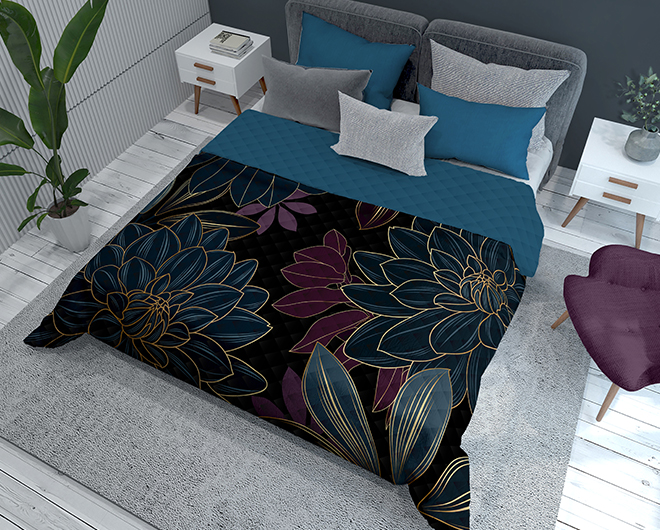 Detexpol Luxusní přehoz na postel 220x240 cm - Modré květy