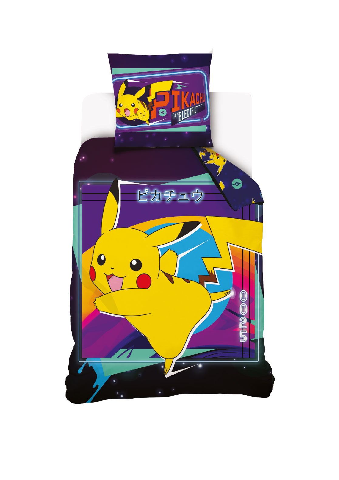 TipTrade Bavlněné povlečení 140x200 + 70x90 cm - Pokémon Pikachu bleskový útok