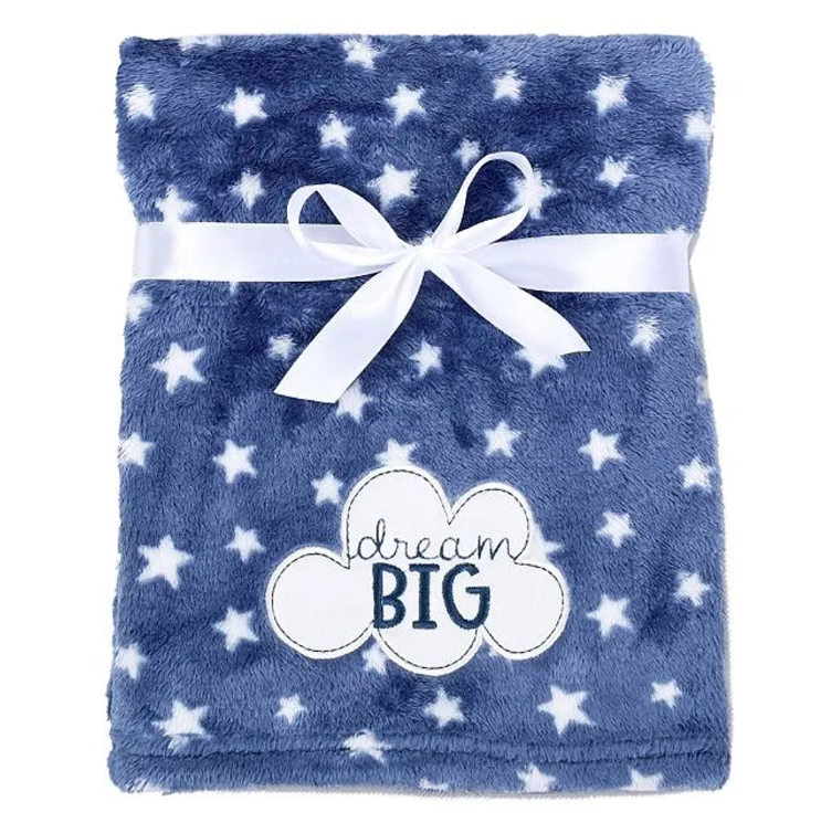 Babymatex Deka RICCO s výšivkou 75x100 cm - Tmavě modrá Obláček