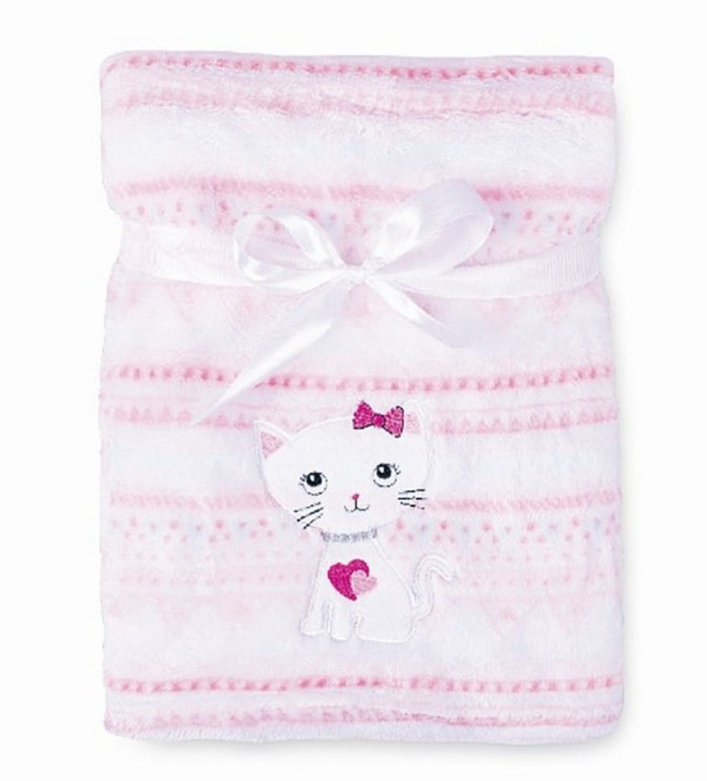 Babymatex Deka RICCO s výšivkou 75x100 cm - Růžová Kočička