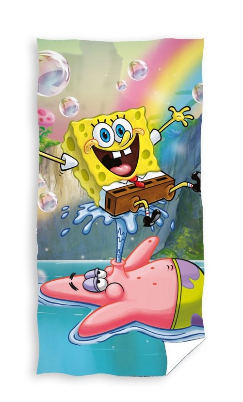 Carbotex Bavlněná froté osuška 70x140 cm - Sponge Bob Vodotrysk