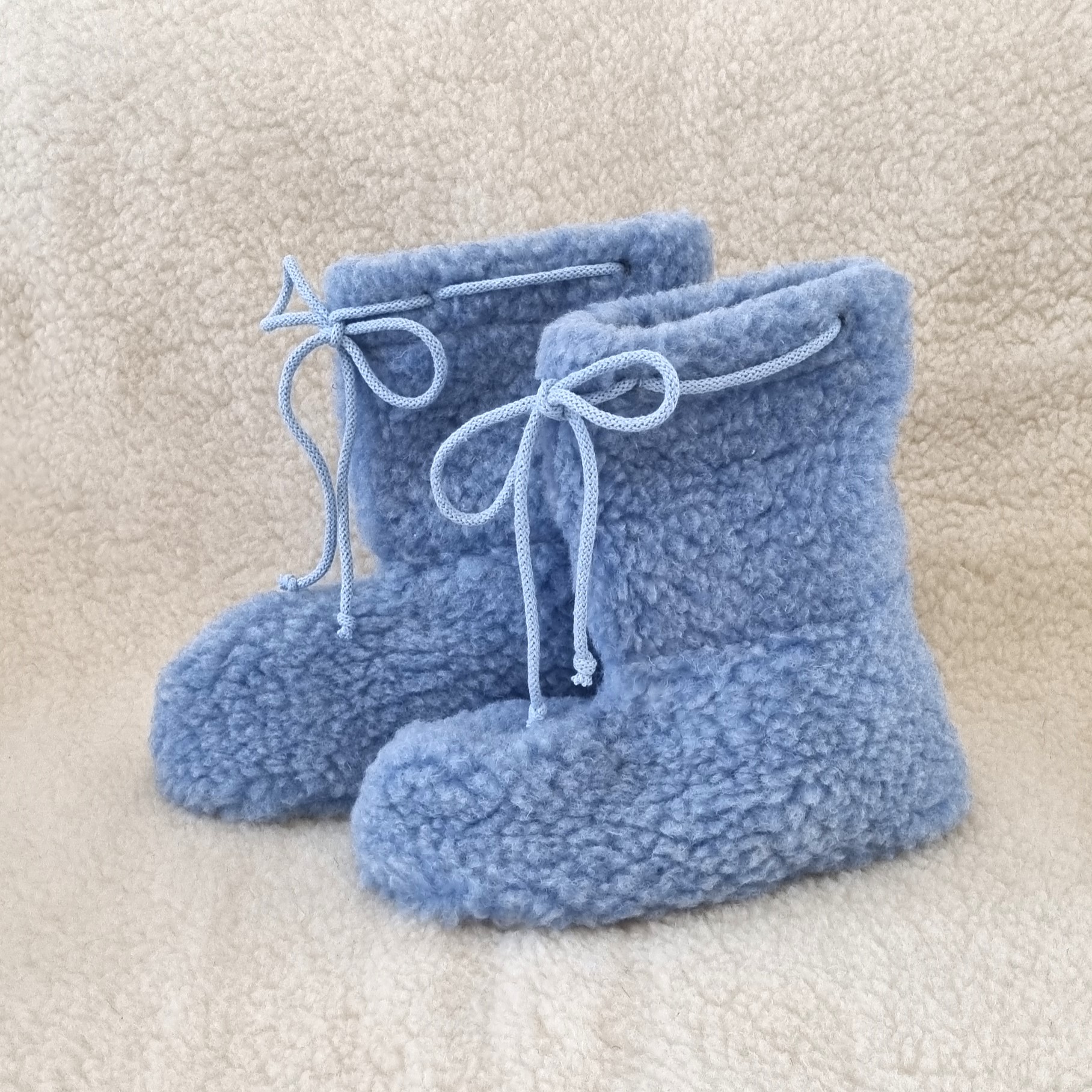 Merino Televizní bačkory z ovčí vlny se šňůrkou - modré Velikost boty: 36-37