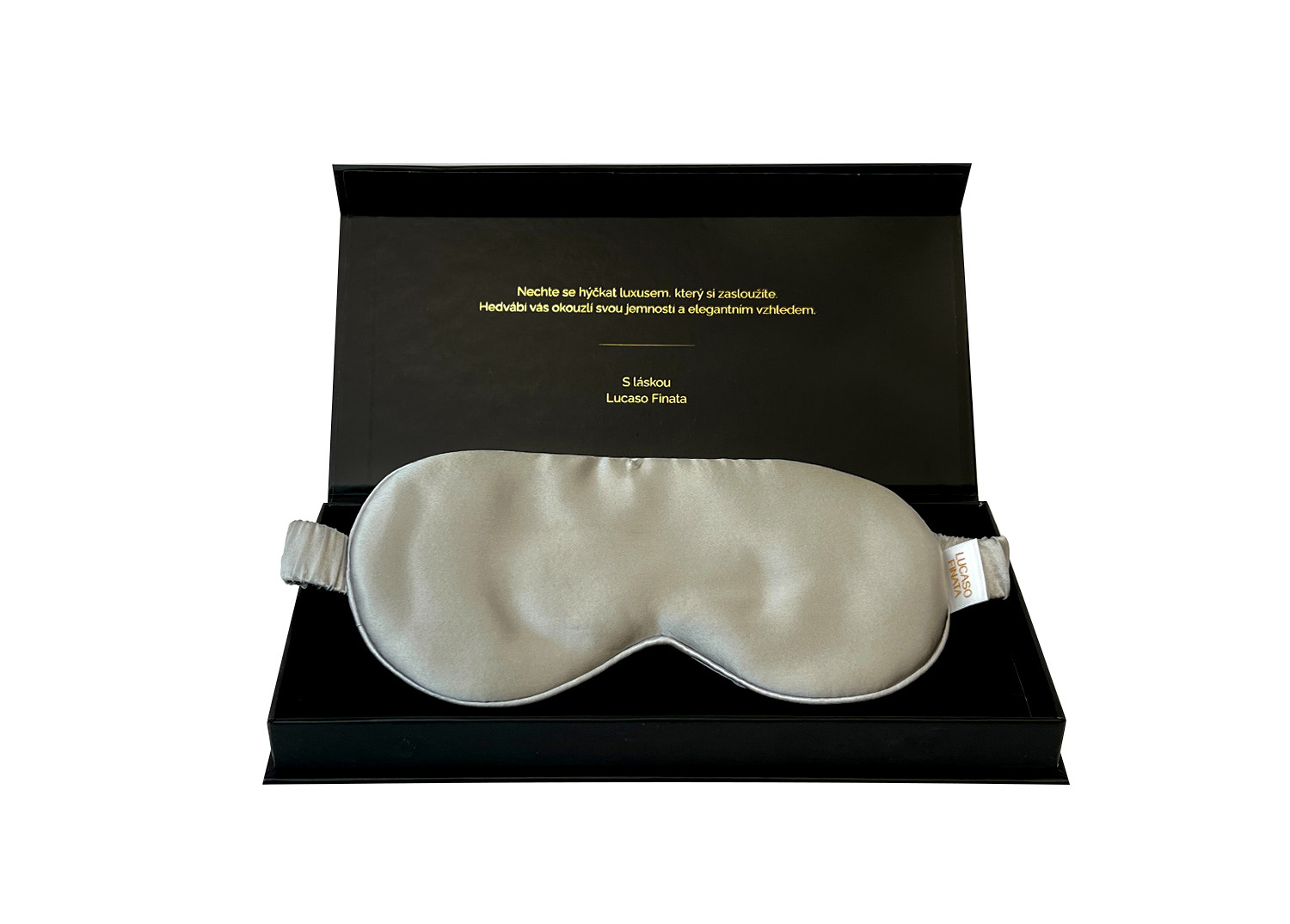 Lucaso Finata Hedvábná maska na spaní - Silver Gray
