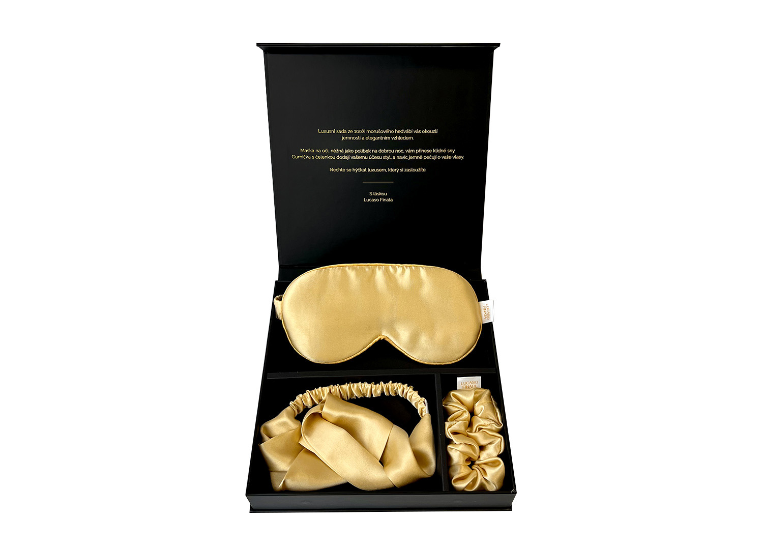 Lucaso Finata Hedvábná sada s čelenkou do vlasů - Royal Gold