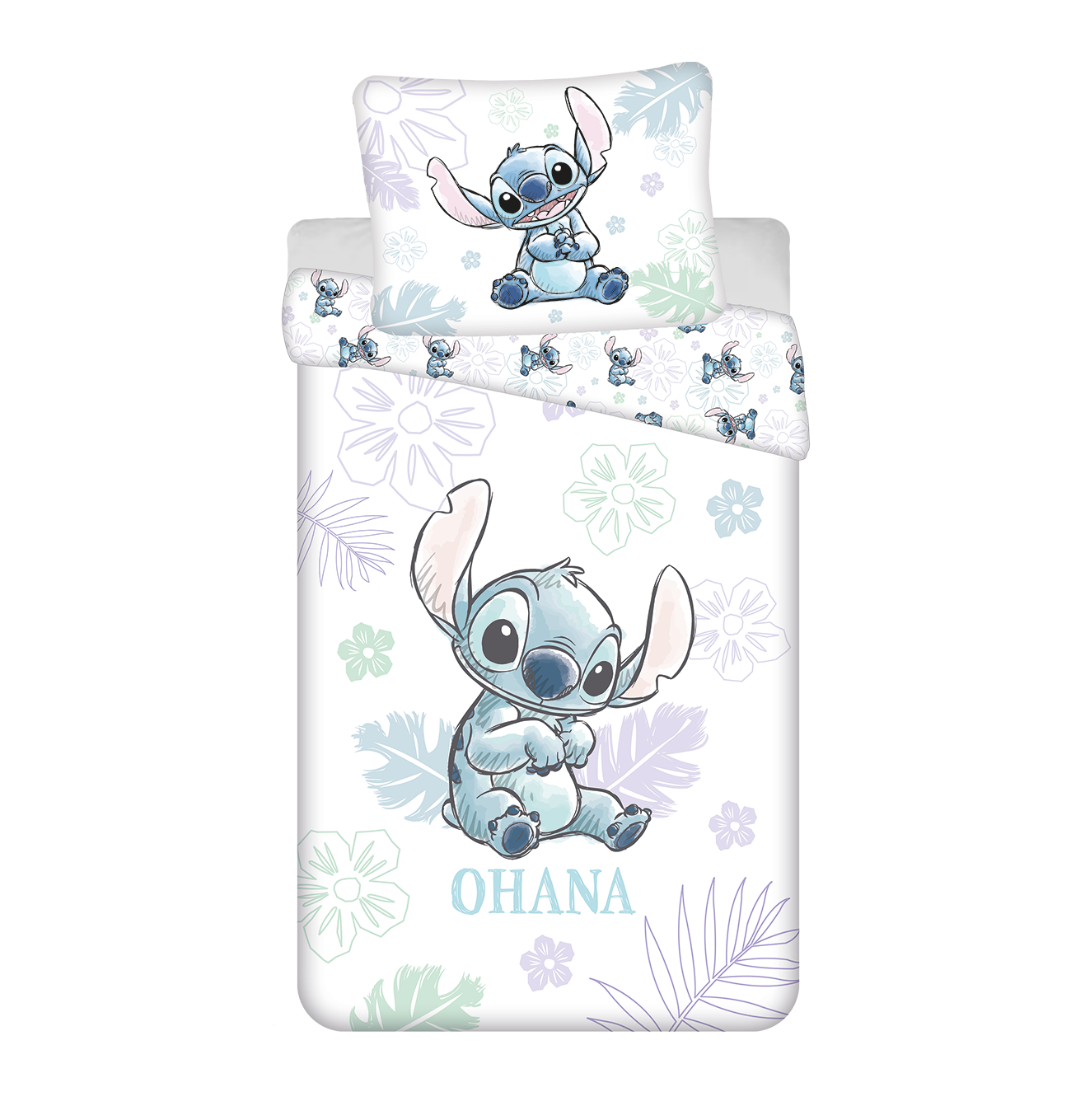 Jerry Fabrics Bavlněné povlečení 140x200 + 70x90 cm - Lilo and Stitch "Ohana White"