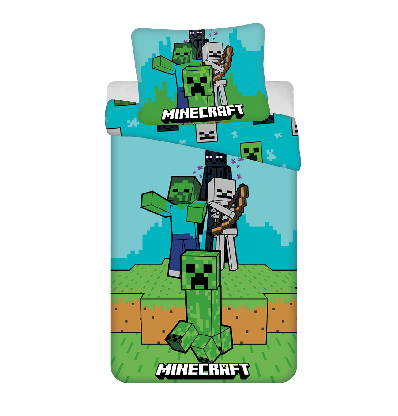 Bavlněné povlečení 140x200 + 70x90 cm - Minecraft " Mobs here"