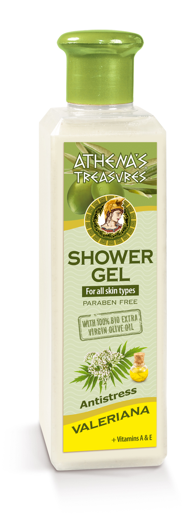 Athena's Treasures Antistress sprchový gel s olivovým olejem a výtažkem z kozlíku lékařského (250 ml)