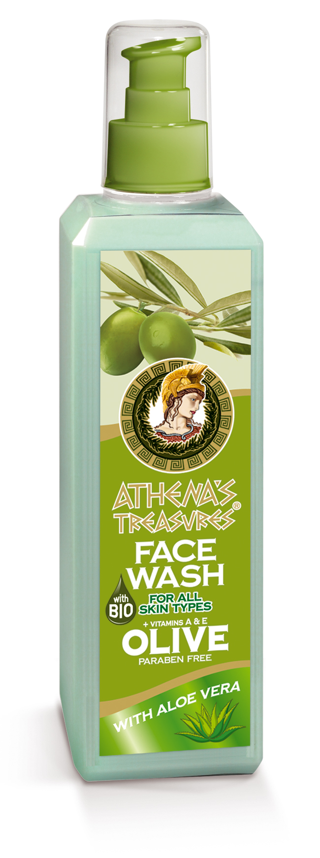 Athena's Treasures Čistící gel na obličej s olivovým olejem a aloe vera (250 ml)