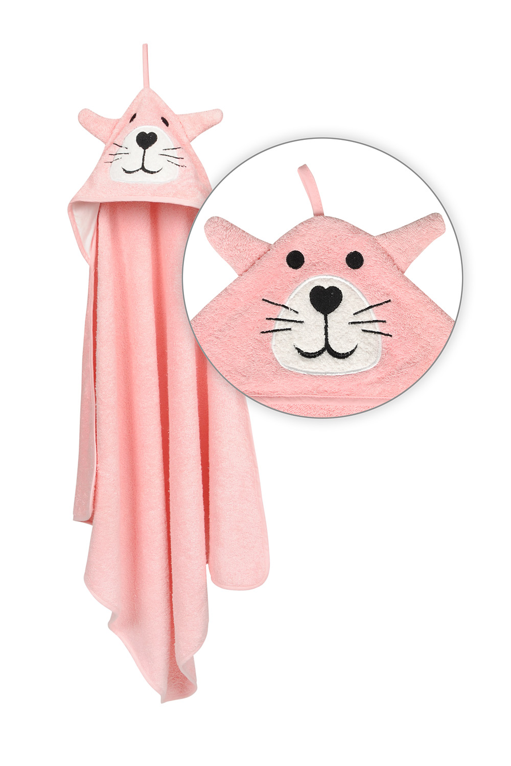 Babymatex Bavlněná osuška pro miminko s kapucí Jimmy 80x80cm - Kočička