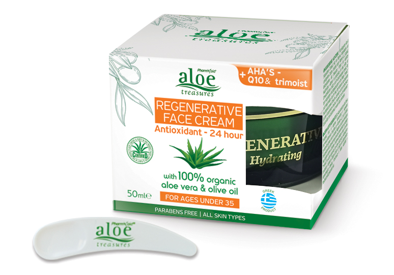 Aloe Treasures Regenerační pleťový krém s aloe vera, olivovým olejem a AHA kyselinami (50ml)