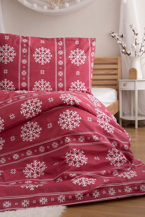 Jerry Fabrics Vánoční bavlněné povlečení 140x200 + 70x90 cm - Bílé vločky