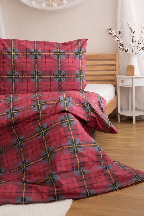 Jerry Fabrics Vánoční bavlněné povlečení 140x200 + 70x90 cm - Kárované červené