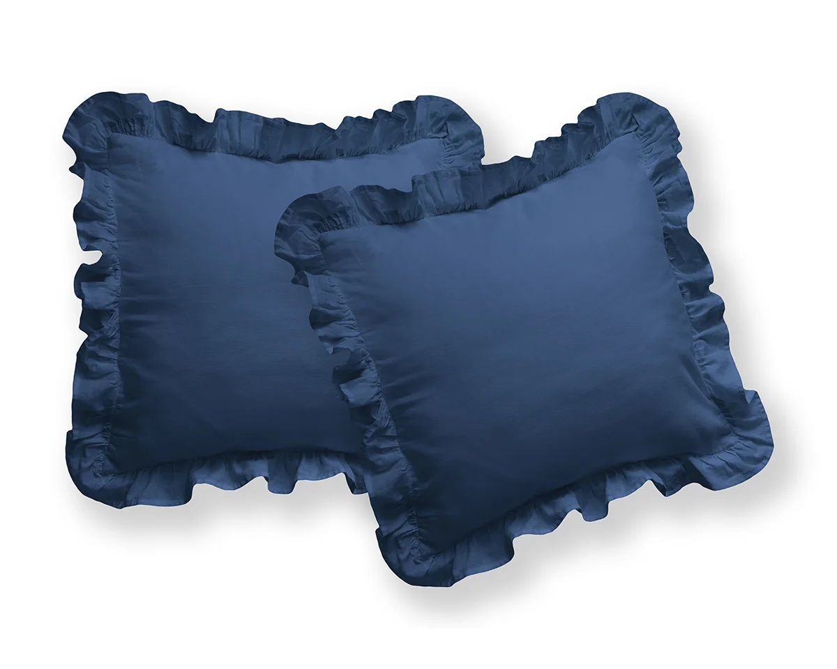 Detexpol Bavlněné povlaky na polštářky s volánkem 40x40 cm - Denim - sada 2 ks