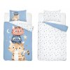 Povlečení do postýlky 100x135 + 40x60 cm - Kočičí hvězdy modré