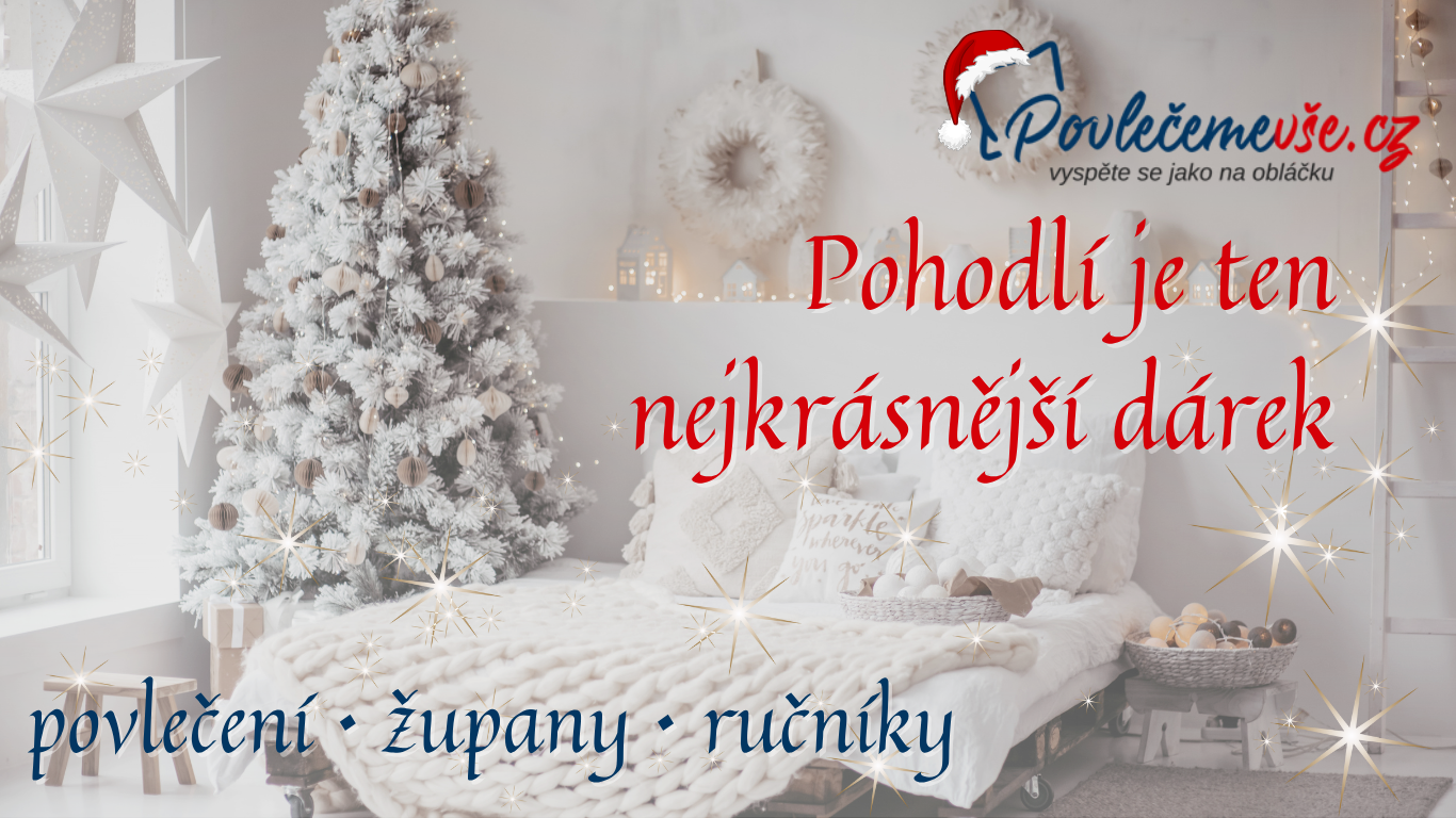 Vánoční povlečení, dárek pod stromeček, župan pod stromeček, deky pod stromeček, ručník na vlasy, tip na vánoční dárek