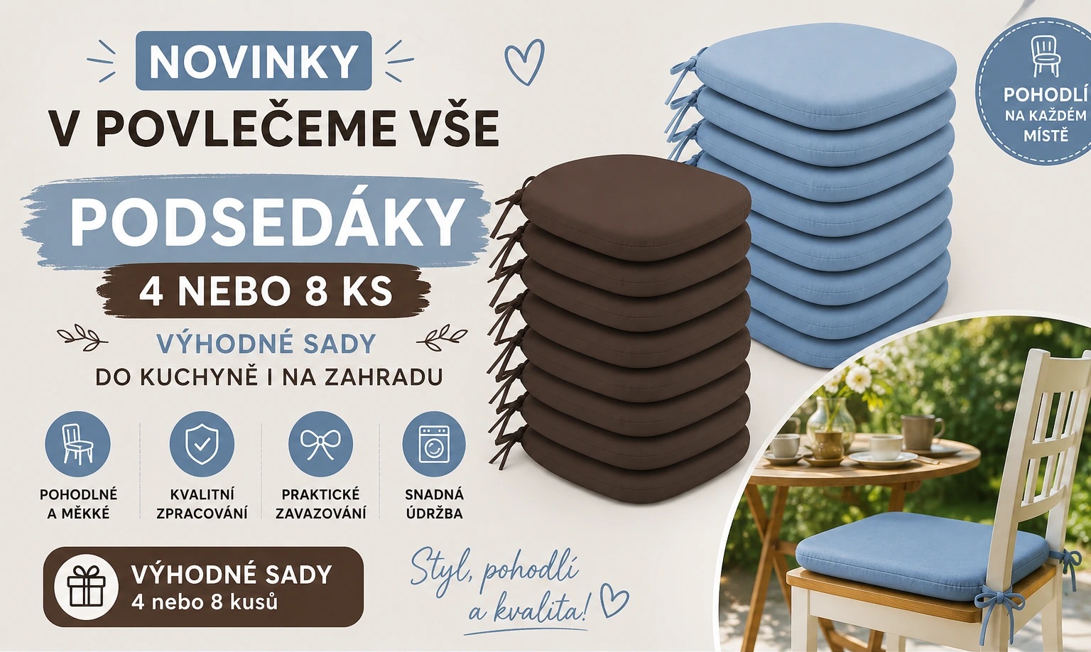 Podsedáky sady 8 ks