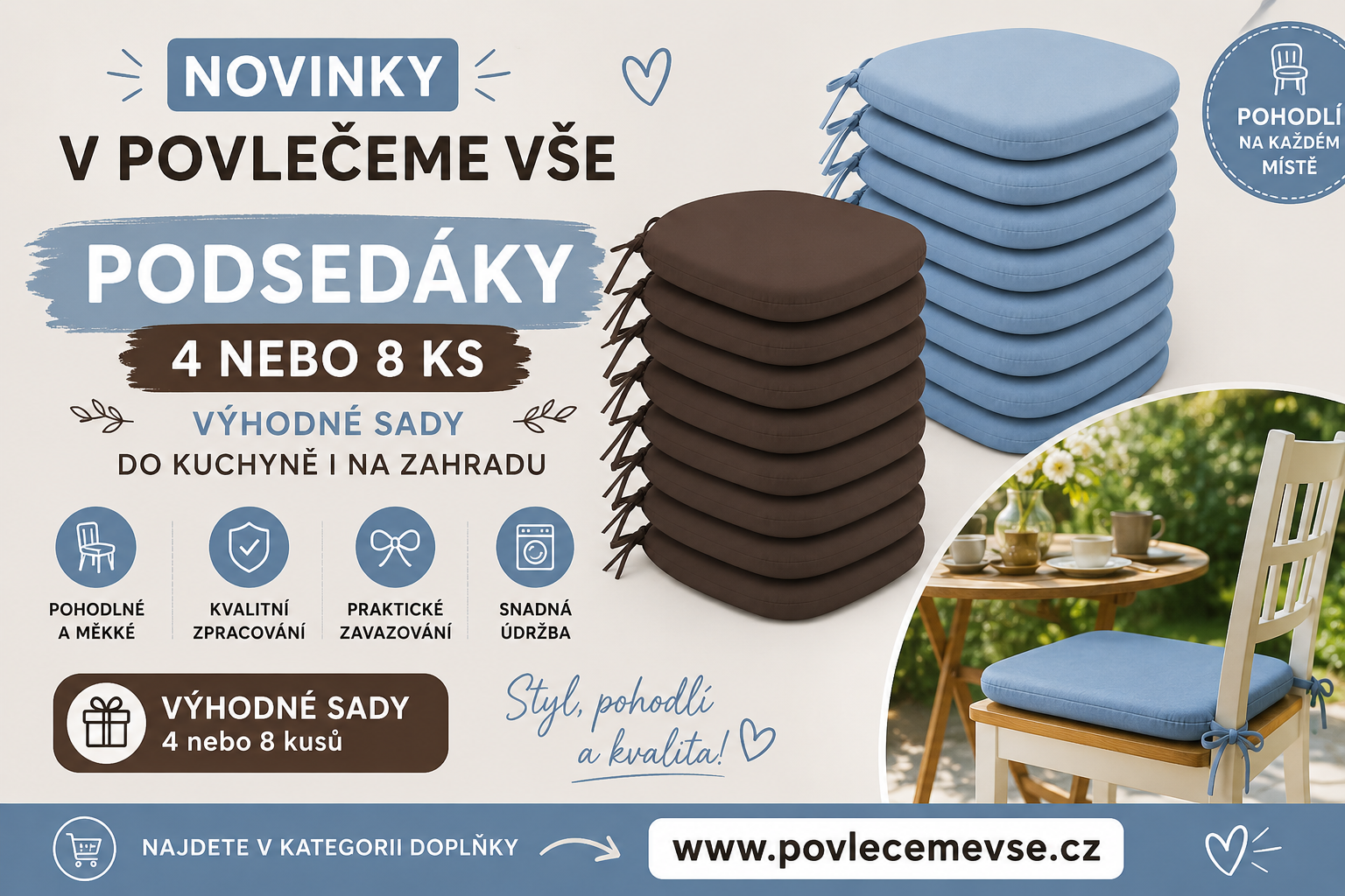 Podsedáky sady 8 ks