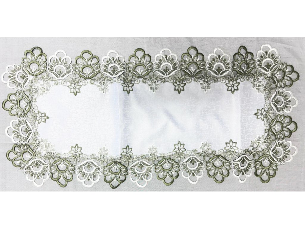 Top textil Prostírání dekorační s krajkou 40x90 cm bílá/zelená