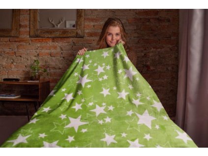 Mikroflanelová deka Hvězdy 150x200 cm zelená