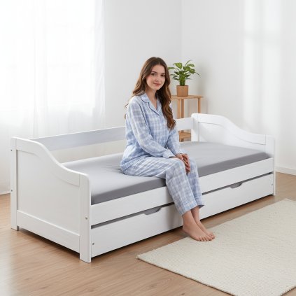 Jednolůžko s přistýlkou LAURA bílé