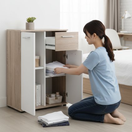 Komoda JACKY 1 dub bílá