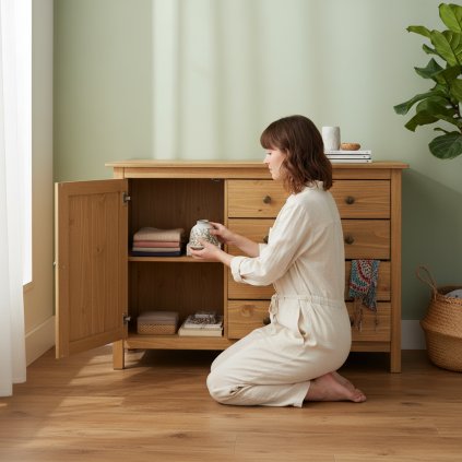 Komoda 1 dveře + 4 zásuvky TORINO vosk