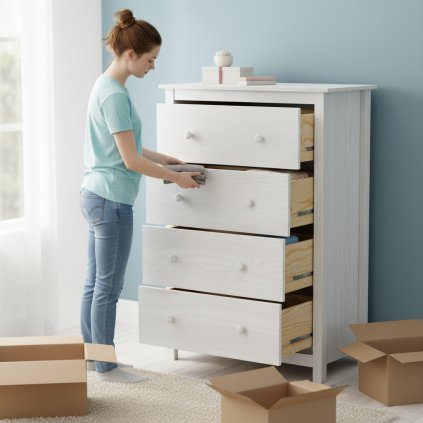 Komoda 4 zásuvky TORINO bílá