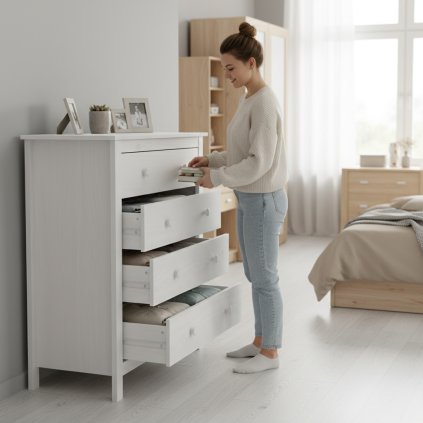 Komoda 5 zásuvek TORINO bílá