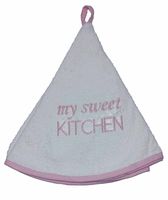 Levně Top textil Kulatý ručník - My sweet kitchen - růžový